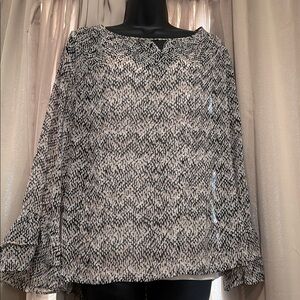 Apt.9 Women's Black and White/Tan Patterned Top